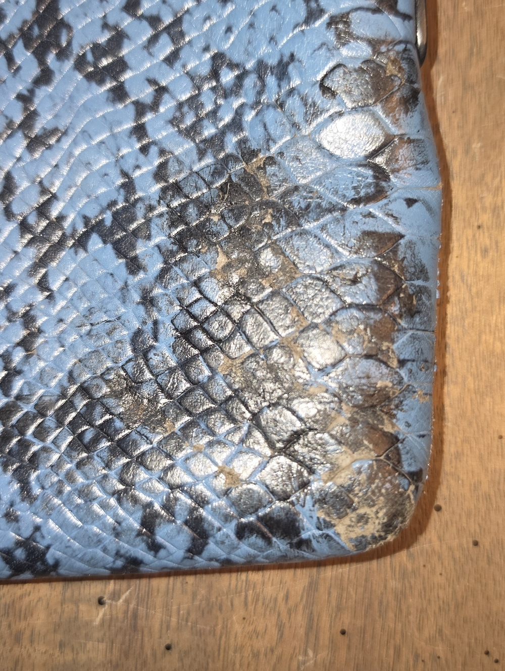 Coach Two Tone Blue Python Embossed Leather Crossbody - Picture 3 of 15